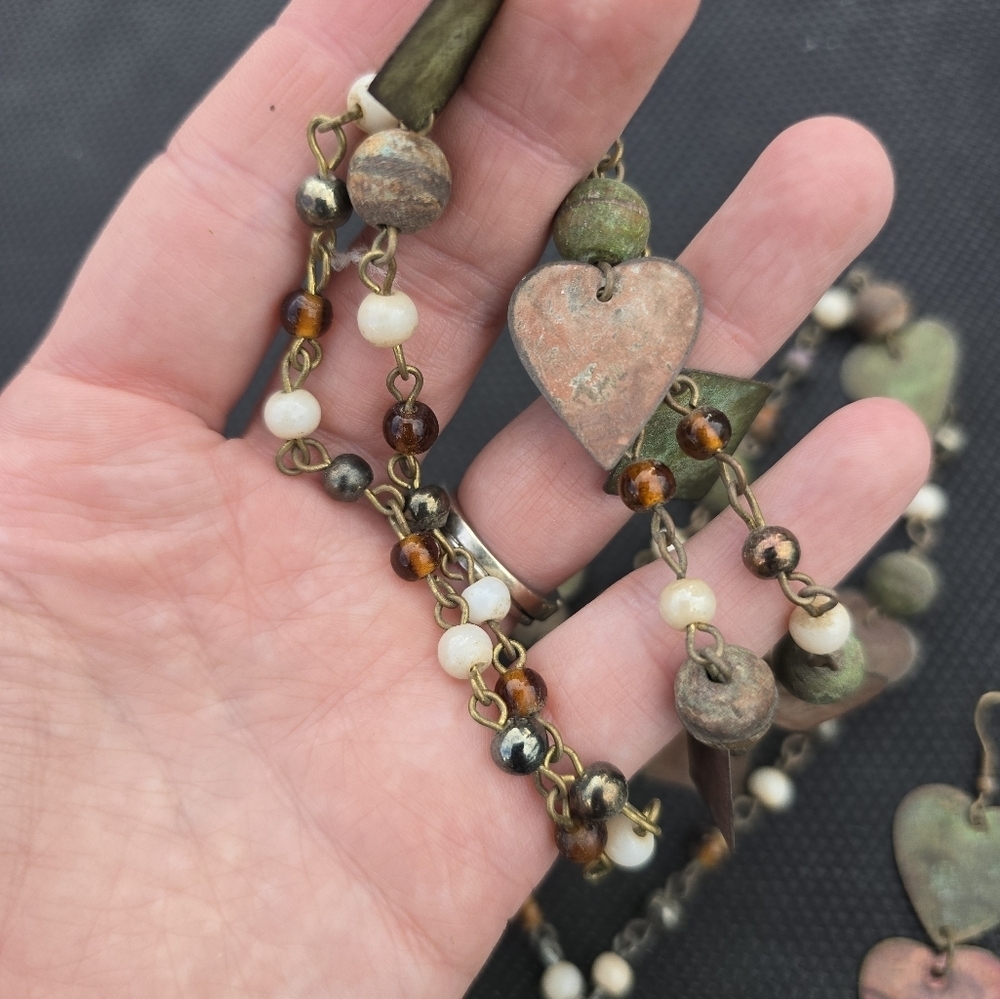 Metal Multi Colored jewelry lot Heart Boho Industrial Statement Necklace set - Picture 6 of 6